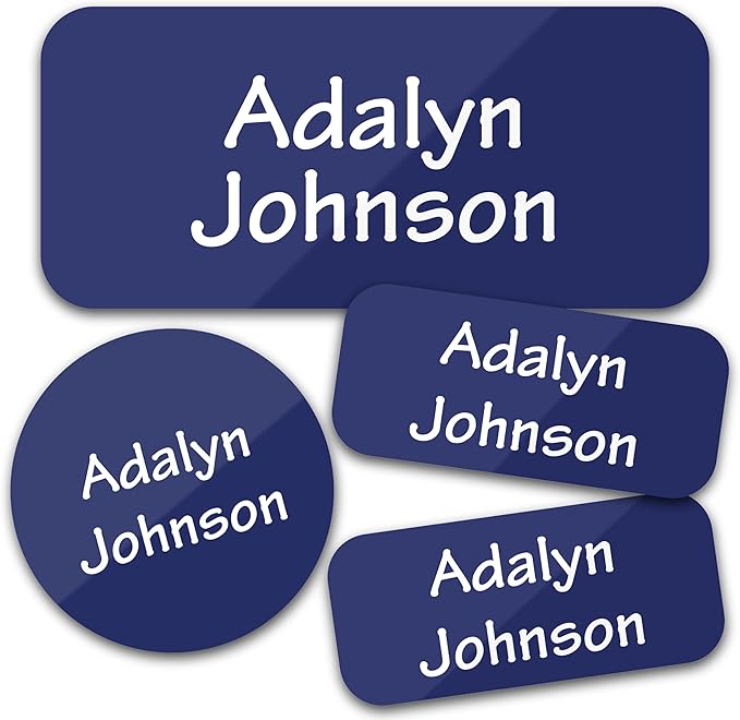 Personalized Daycare Name Labels for Kids (130 Labels) - Custom Waterproof Name Stickers for Clothing Tags, Water Bottles, Lunch Boxes and School Supplies (Solid Color)