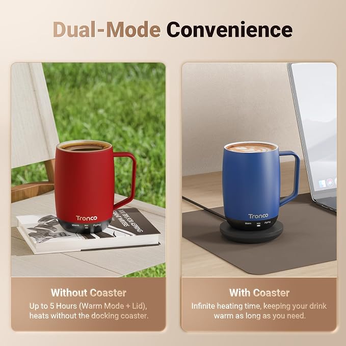 Tronco Temperature Control Heated Coffee Mug 14 oz – Rechargeable Self-Heating - Image 5