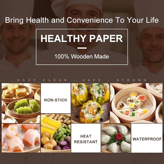 100pcs Air Fryer Liners, Vancens 9 inch Bamboo Steamer Liners, Premium Perforated Parchment Paper Sheets, Non-stick Basket Mat, Perfect for 5.3 & 5.8 QT Air Fryers/Steaming/Baking/Cooking