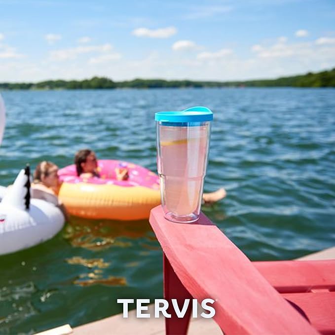 Tervis Palm Tree & Hammock Scene Made in USA Double Walled Insulated Tumbler Travel Cup Keeps Drinks Cold & Hot, 24oz, Lidded, 1 Count (Pack of 1)