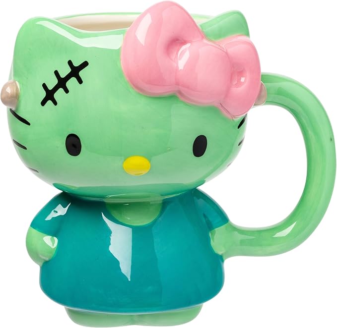 Silver Buffalo Sanrio Hello Kitty Frankenstein Halloween Costume 3D Sculpted Ceramic Mug, 20 Ounces