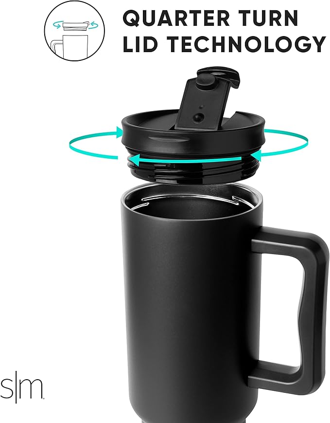 Simple Modern Tumbler Flip Lid | Reusable Replacement ONLY Fits Simple Modern | Stainless Steel Trek Travel Coffee Mug Water Bottle | Trek Collection | Midnight Black