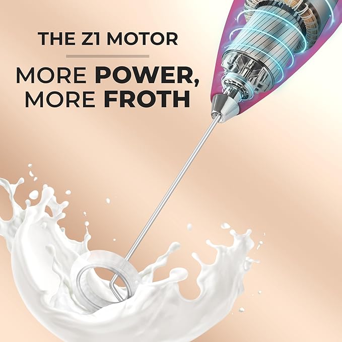 Zulay Kitchen Powerful Milk Frother Wand With 4 AA Duracell Batteries - Ultra Fast Handheld Drink Mixer - Electric Whisk Foam Maker for Coffee, Lattes, Cappuccino, Matcha & Creamer