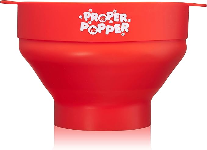 The Original Proper Popper Microwave Popcorn Popper, Silicone Popcorn Maker, Collapsible Bowl BPA Free & Dishwasher Safe - (Red)
