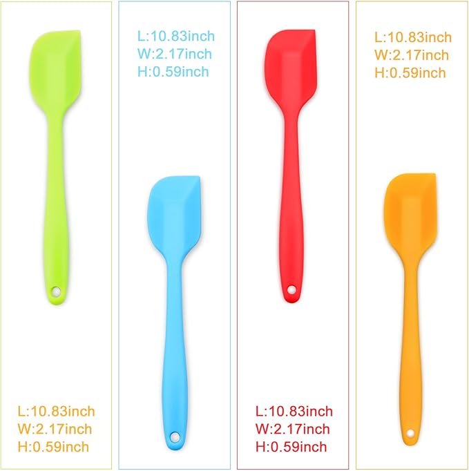 Silicone Spatula 4-piece Set, Heat-Resistant Spatulas, Non-stick Rubber Spatulas with Stainless Steel Core