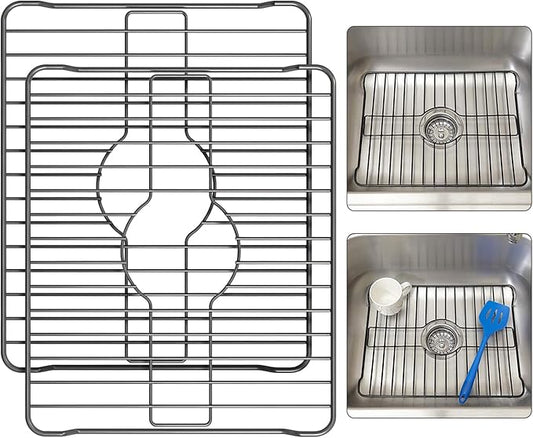 Better Houseware Sink Protectors for Kitchen Sink, Protective Metal Grid, 12x10.25x1 inches, Black Kitchen Sink Mat to Shield Sink Base from Scratches, Rust-Resistant Coating, 2 pack, S