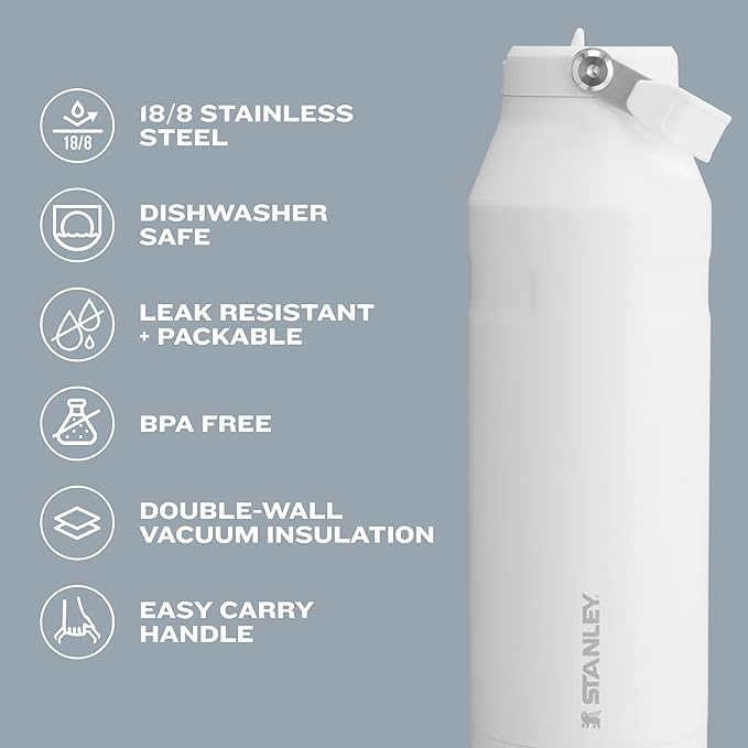 STANLEY IceFlow Flip Straw Water Bottle 17 oz | Built-In Straw for Travel and Sports | Lightweight and Leak Resistant | Insulated Stainless Steel | BPA-Free | Polar
