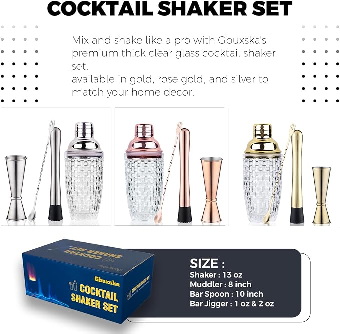 Gold Cocktail Shaker Set - Image 2