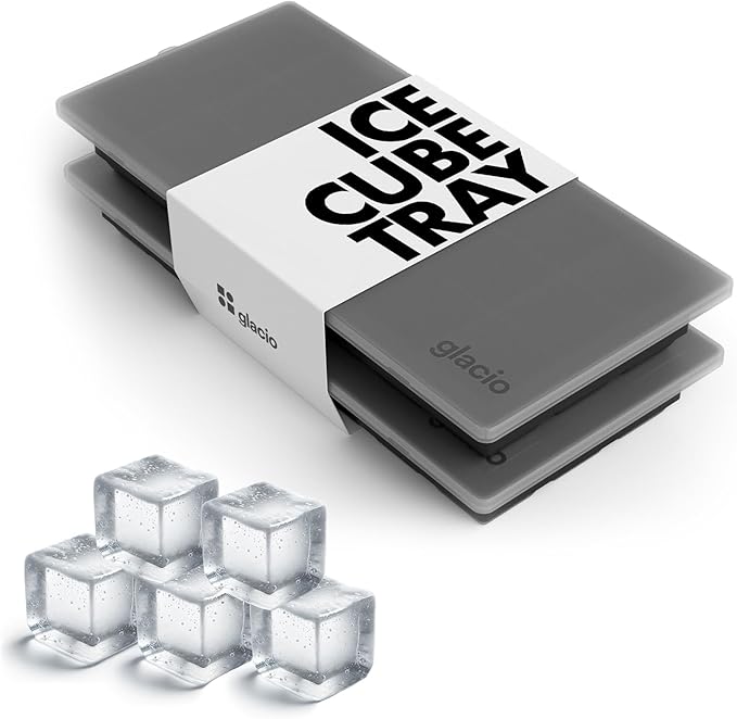 glacio Ice Cube Tray – Small Silicone Molds with Lids, BPA-Free and Flexible for Cocktails and Beverages – Set of 2