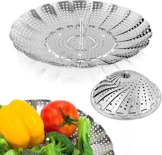 Vegetable Steamer Basket, Premium Stainless Steel Veggie Steamer Basket - Folding Expandable Steamers to Fits Various Size Pot Small by SAYFINE (5.5" to 9.2")