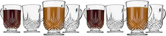 Godinger Coffee Mugs, Tea or Hot Water Glass Cups - Dublin Collection, Set of 4, 10 fluid ounces (Pack of 2)