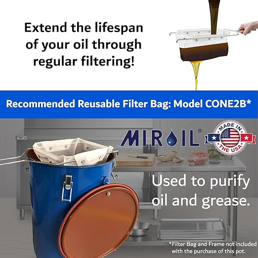 MirOil 6-Gallon Fryer Grease & Oil Disposal Caddy – Model #30L – Steel Bucket w/Locking Lid – Used Hot Oil Container – Food Safe Cooking Grease Bucket w/Lid – Commercial Food Truck Accessories