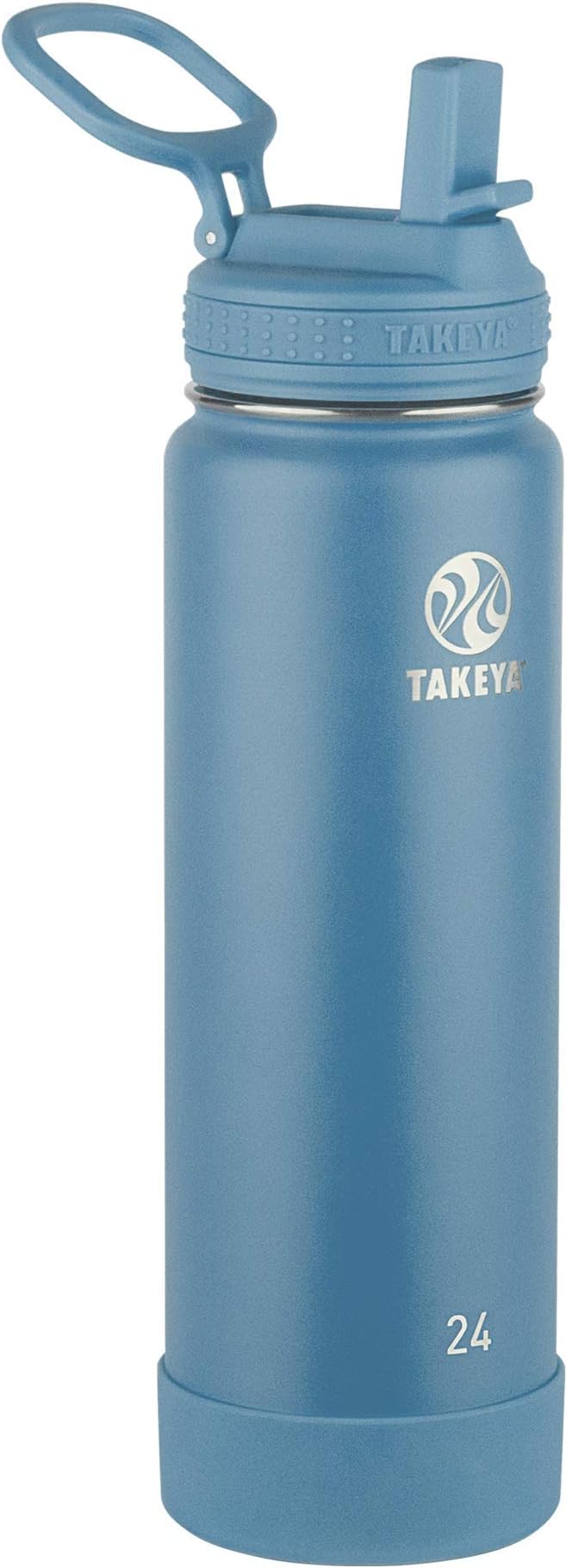 Takeya Actives Water Bottle with Straw Lid - Durable & Easy-Care Water Bottle with Stainless Steel Insulation - BPA-Free Lid with Carry Handle & Straw - Dishwasher-Safe - 24 oz, Bluestone