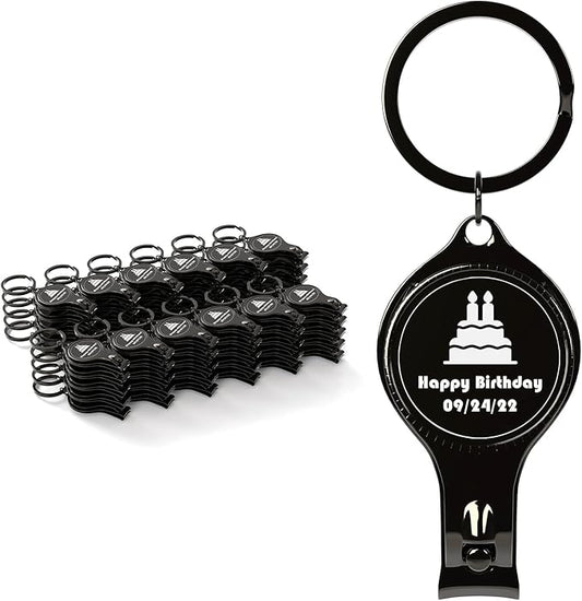 50pcs Personalized 4 in 1 Multi Function Bottle Opener, Nail Clipper, Wedding Favors Brewery, Private Customized, Black, Multitool Gifts for Men