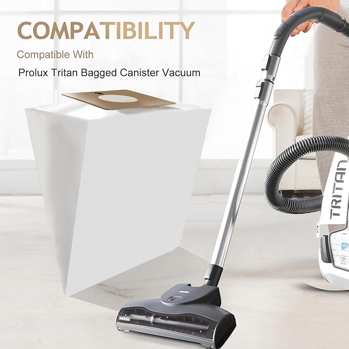 Compatible Replacement for Prolux Tritan Vacuum Bags,6 Pack HEPA Disposable Bags Made To Fit For Prolux Tritan Bagged Canister Vacuum Cleaner (6 Pack)