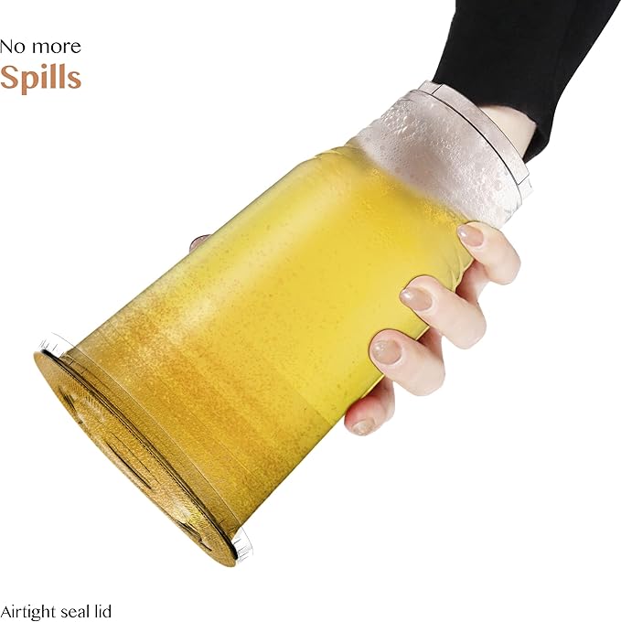 Upper Midland Products 32 OZ Cups and Lids, 50 Sets Large Plastic Disposable Clear Cups For Ice Coffee