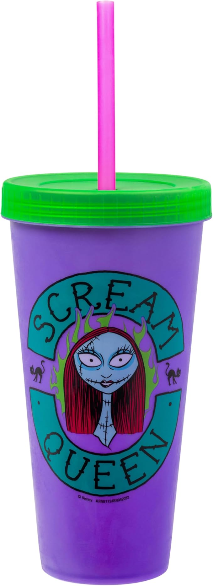 Silver Buffalo Disney The Nightmare Before Christmas 48 Pack Color Change Plastic Tumblers Featuring Jack Skellington, Sally, Oogie Boogie, and Zero, 24 Ounces