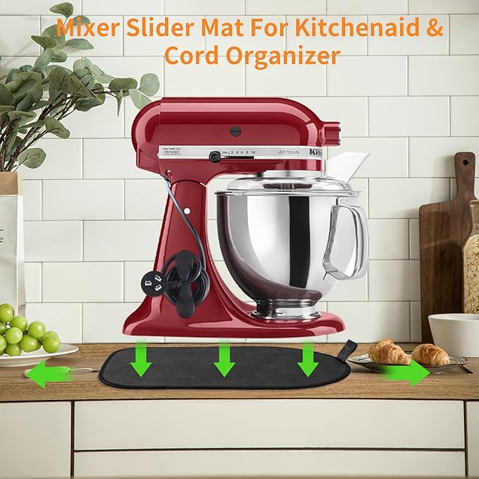 Sliding Mat for Kitchenaid Mixer, Mixer Mover Slider Mat Pad for Kitchenaid 4.5-5 Qt Tilt-Head Stand Mixer, Kitchen Appliance Slider Mat, Kitchen Aid Mixer Accessories with Black Kitchen Accessory