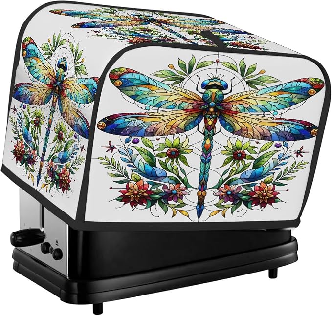 Animal Dragonfly Flower Toaster Cover 2 Slice Wide Slot Washable Appliance by cfpolar