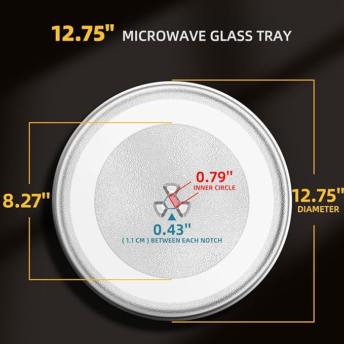 CalPalmy 12.75" Microwave Turntables Compatible with Whirlpool, Kenmore, LG, GE, Sears 12-3/4" Microwave Glass Plate, Replaces Microwave Glass Turntable of 1B71961F/507049/WB49X10074/1B71961H