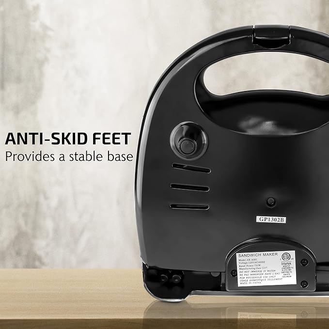 OVENTE 3 in 1 Electric Sandwich Maker, Panini Press Grill and Waffle Iron Set with Removable Non-Stick Plates, Perfect for Cooking Grilled Cheese, Tuna Melts, Burgers, Steaks and Snacks, Black GPI302B