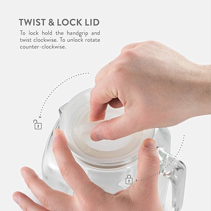 Bormioli Rocco Hermetic Seal Pitcher With Lid and Spout [68 Ounce] for Homemade Juice & Iced Tea or for Glass Milk Bottles, Clear