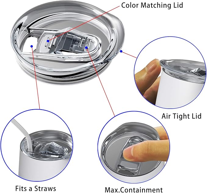 Insulated Wine Tumblers with Lid,12 oz Stainless Steel Stemless Wine Glasses Double Wall Vacuum Travel Tumbler Cup for Coffee, Drinks, Champagne, Beverage, Set of 2