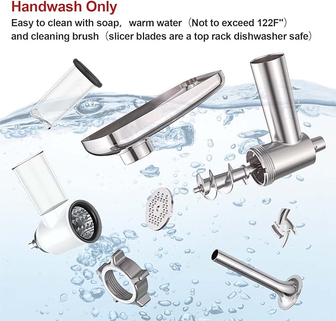 Meat Grinder and Cheese Grater Attachment for KitchenAid Stand Mixer, Slicer Shredder & Meat Grinder with Sausage Stuffer, 2 Pcs for KitchenAid Accessories and Attachments