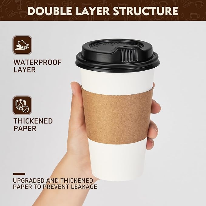 YEEHAW 16 oz 100 Pack Disposable Paper Coffee Cups - Image 5