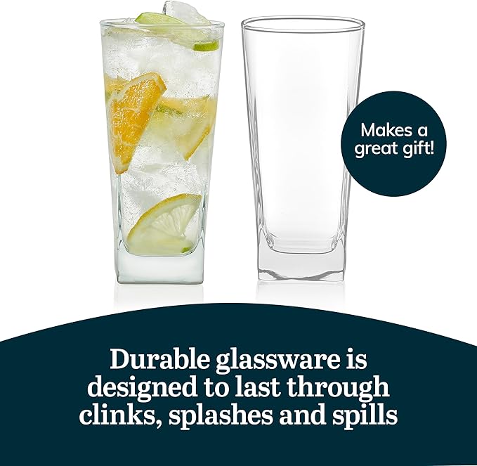Libbey City Tumbler Glasses, 14.3-ounce, Set of 8