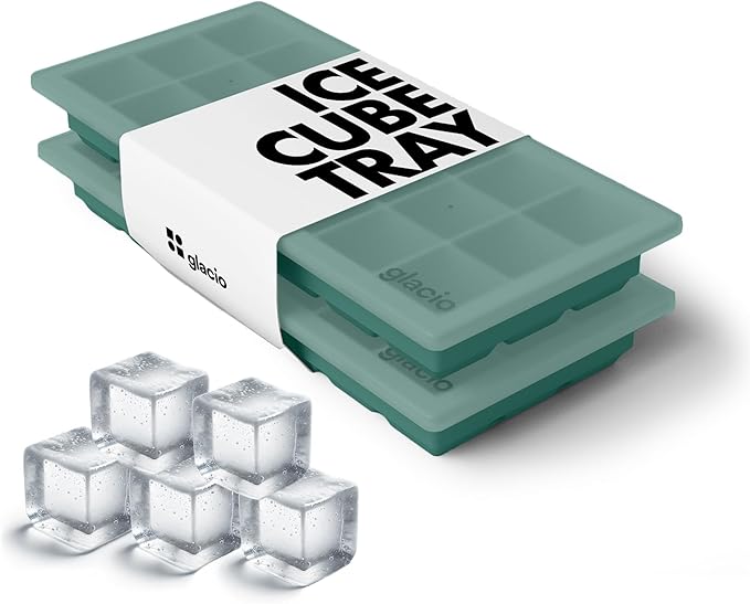 glacio Ice Cube Tray – Small Silicone Molds with Lids, BPA-Free and Flexible for Cocktails and Beverages – Set of 2