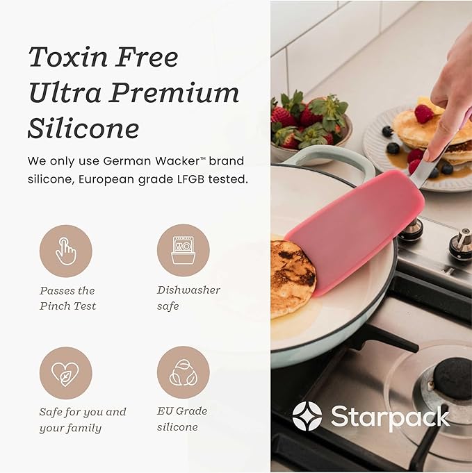 Starpack 'Flex & Flip' Flexible Silicone Turner Spatula (Large) - High Heat Resistant Spatulas for Cooking Egg 600°F - Silicone Pancake Turner Spatula, LFGB Grade Non Stick Rubber Kitchen Utensils