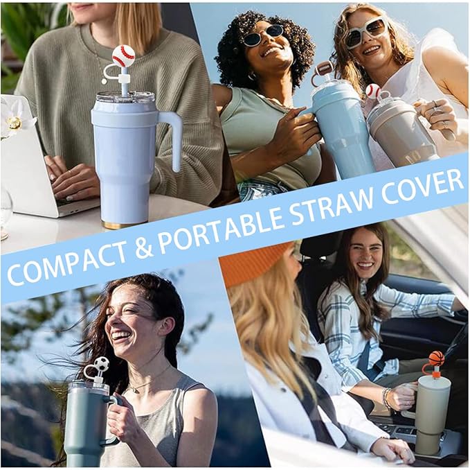 Straw Cover Cap for Stanley Cup,Straw Topper Compatible for 30&40 Oz Tumbler with Handle,10mm 0.4in Dust-Proof Reusable Straw Tips Lids,Straw Tip Covers for Christmas Gifts