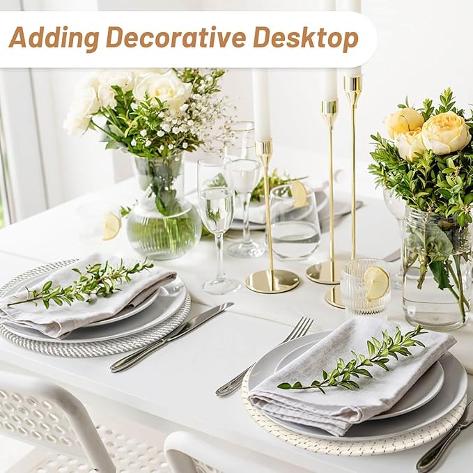 Billbotk Round Woven Placemats Set of 4, 13 Inches Kitchen Table Place Mats for Dining Table, Trivets for Hot Pots and Pans, Boho Table Decorations for Table Setting, Tabletop Accessories