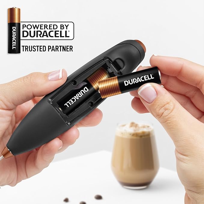 Zulay Kitchen Patented Tornado Triple Whisk Milk Frother with 4 Duracell Batteries – Handheld Foam Maker for Coffee, Lattes, Matcha & Hot Chocolate – Rich, Creamy Froth in Seconds