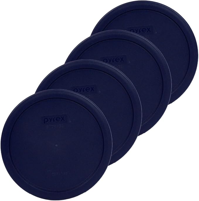 Pyrex Bundle - 4 Items: 7402-PC 6/7-Cup Blue Plastic Food Storage Lids