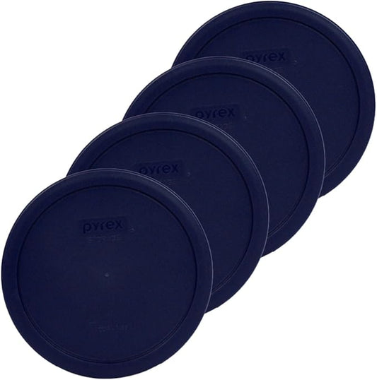 Pyrex Bundle - 4 Items: 7402-PC 6/7-Cup Blue Plastic Food Storage Lids