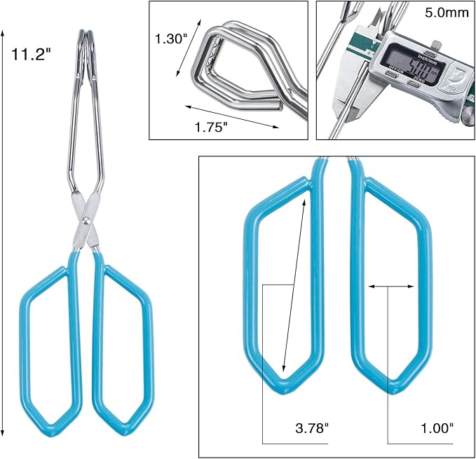 MSY BIGSUNNY Stainless Steel Scissor Tongs Heavy Duty Cooking Tongs with Soft Handles (2, blue 11" + 11")