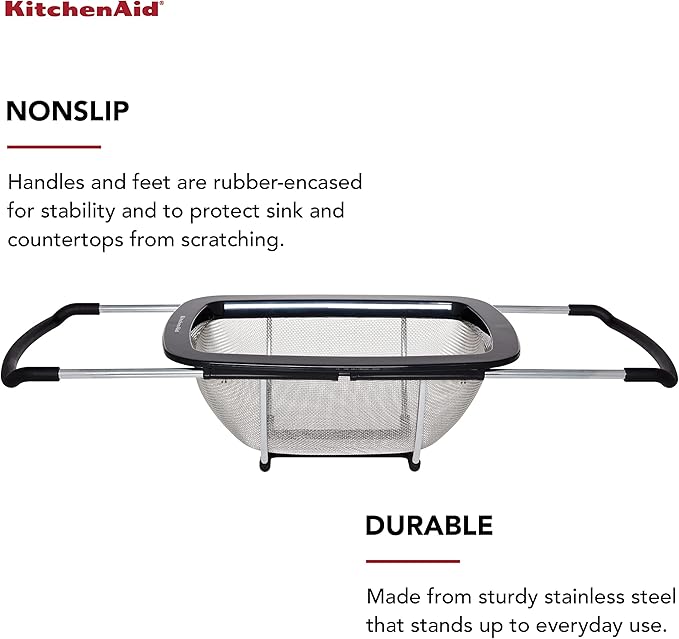 KitchenAid Expandable Stainless Steel Colander, Black