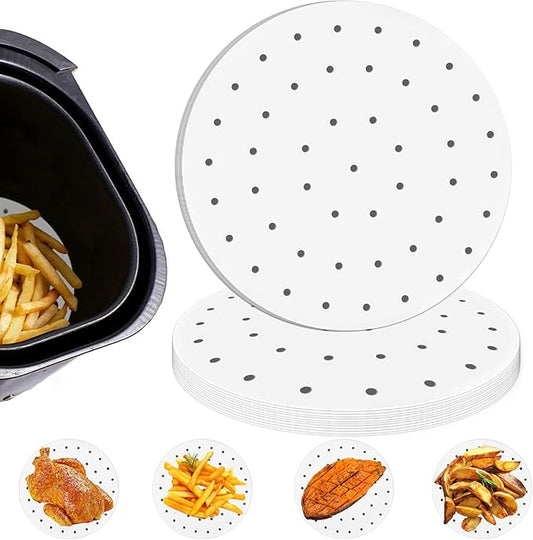 Numola Air Fryer Parchment Paper Liners, 100 Pcs Disposable Papers Liner for Baking, 10 Inch Safe and Non-stick Steamer Liner for Microwave, Oven, Steaming Basket
