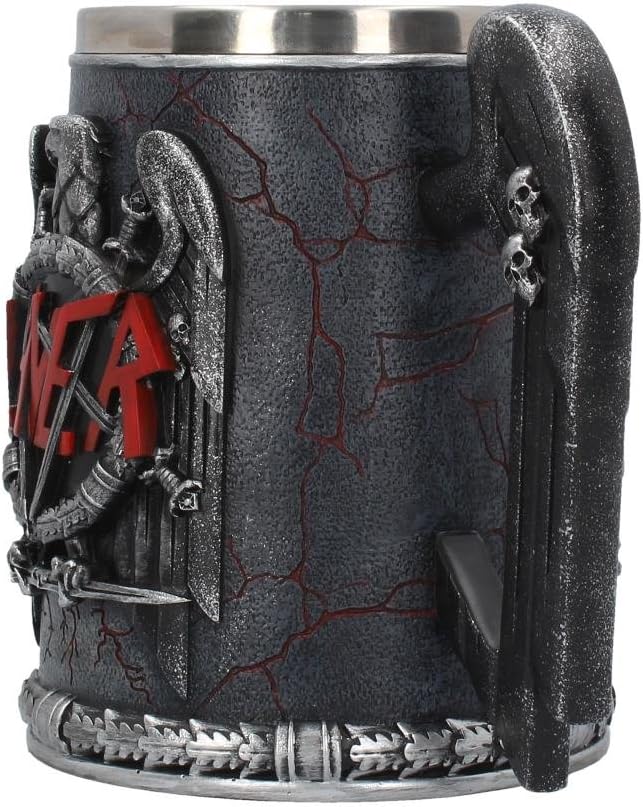 Nemesis Now B4128M8 Slayer Tankard Mug 14cm Black, Resin w/Stainless Steel Insert, Grey