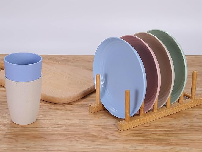 LuckyZone 7 Inches Small Unbreakable Wheat Straw Plates - Reusable Plate Sets of 6 - Dishwasher & Microwave Safe - Healthy, BPA Free & Eco-Friendly (7 Inches/6Color)