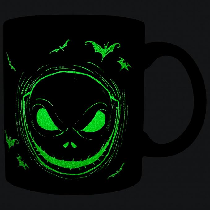 Silver Buffalo Disney Tim Burton's The Nightmare Before Christmas Jack Skellington Face What a Wonderful Nightmare Glow in the Dark Ceramic Mug, 20 Ounces