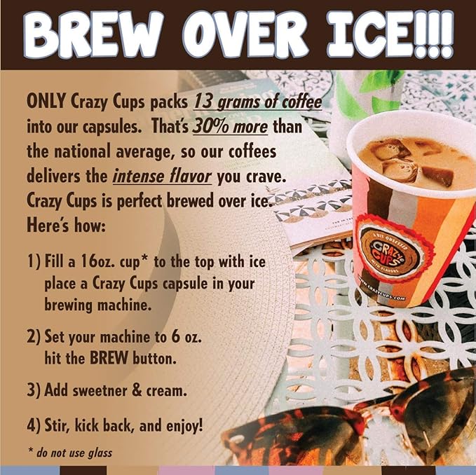Crazy Cups Flavored Decaf Coffee Variety Pack, Hot or Iced Coffee for Keurig K Cups Machines, Decaf Variety Pack Coffee in Recyclable Pods, 24 Count (Pack of 1)