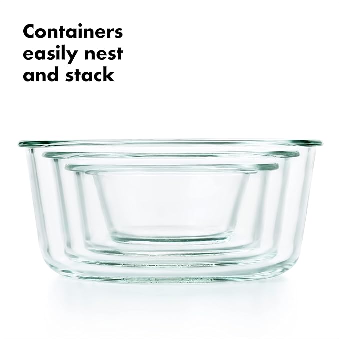 OXO Good Grips 4 Cup Smart Seal Leakproof Glass Round Airtight Food Storage Container