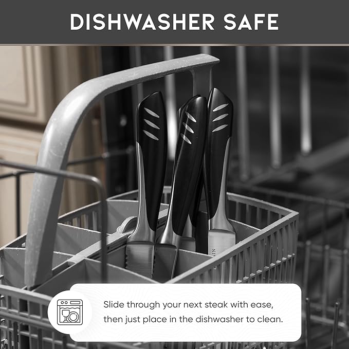 Bellemain Premium Steak Knives Set of 4, Kitchen Knife Sets with Steel Blades for Precise Cutting, Lightweight Steak Knife Set Stainless Steel & Durable, Serrated Steak Knives Dishwasher Safe