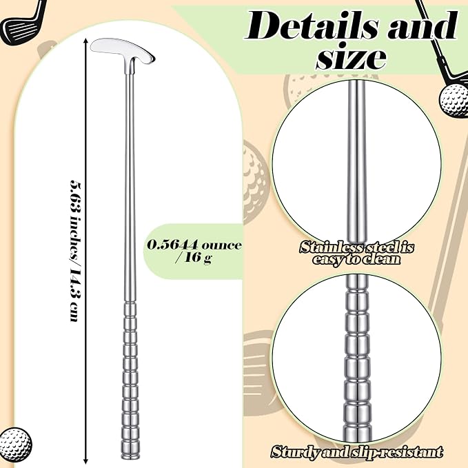 Teenyyou 20 Metal Golf Cocktail Stirrer Reusable Cocktail Beverage Stirrer - Image 2