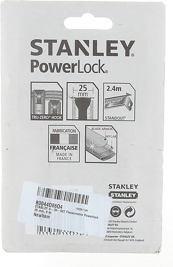Stanley 0-33-527 8m Power Lock Tape with Blade Armor