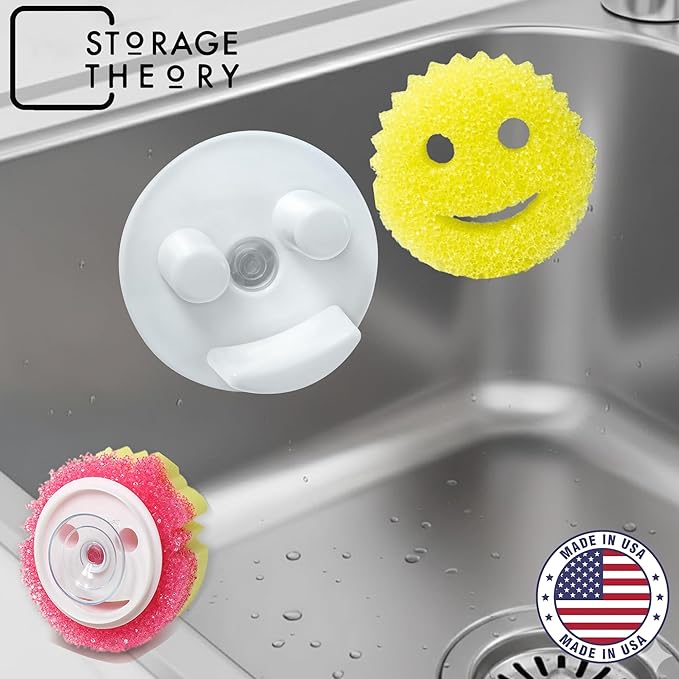 BeraTek Scrub Daddy Sponge Holder for Kitchen Sink - Stop Soggy Sponges, In Sink Sponge Holder with Suction Cup - Sponge Daddy Caddy, Scrub Mommy Compatible - White, 1 Pack