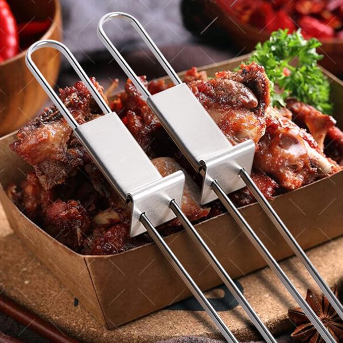 CMYK Barbecue Skewers, 6-Pack 13" Stainless Steel Grilling Skewers with Slider, Reusable Metal BBQ Shish Kabob Skewers Sticks
